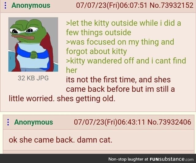 Anon almost loses Kitty