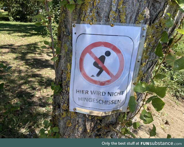 Sign I saw in Germany today. “No shiting here”
