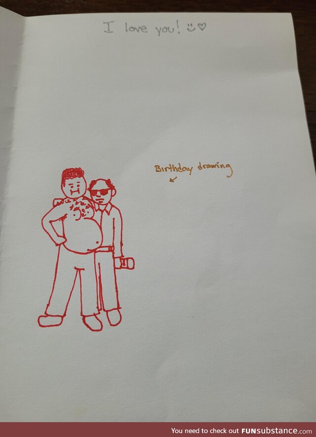 My daughter drew a bd card for me