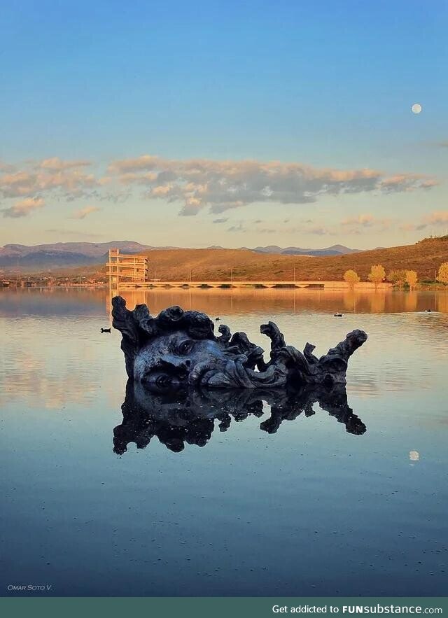This partially submerged sculpture due to an unexpected heavy rain season in Chihuahua,