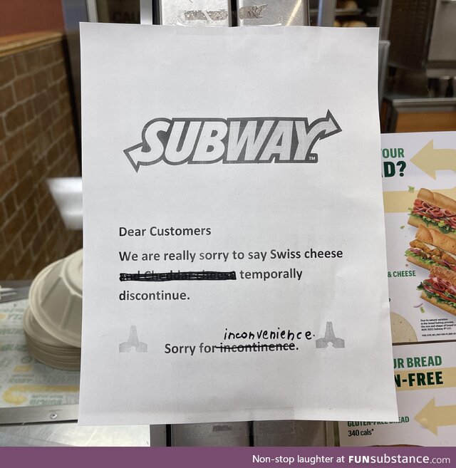 Found in a local Subway