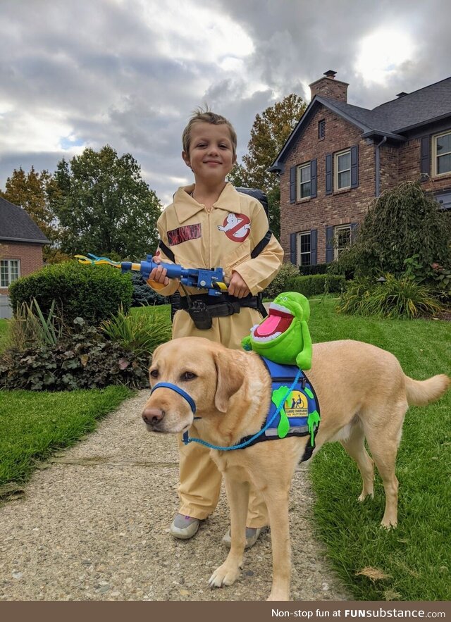 My son and his service dog, Elmer