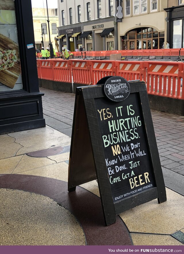 Outside a bar in Savannah where they’re doing roadwork