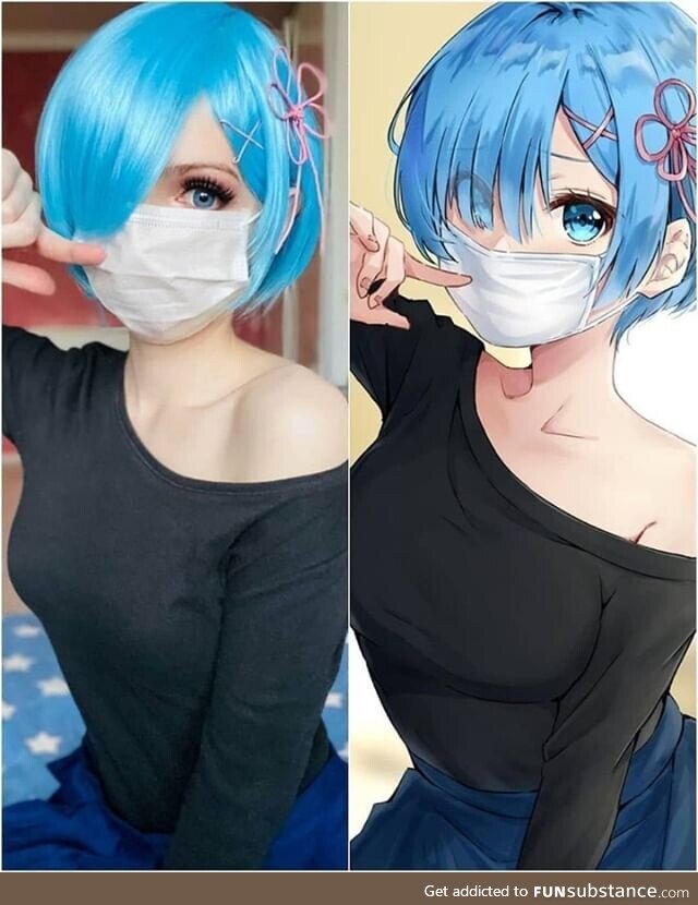 Cosplay vs character. Rem cosplay by victorialirell
