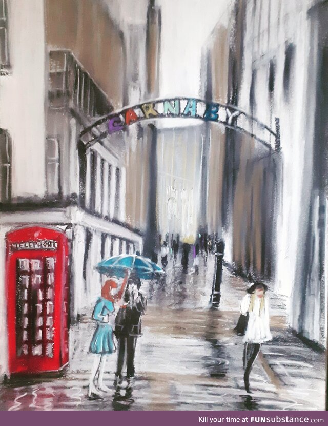 Carnaby street, pastel art by me, 2022