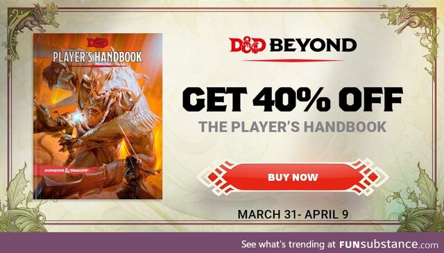 Get 40% off the Player's Handbook for a limited time on D&D Beyond!