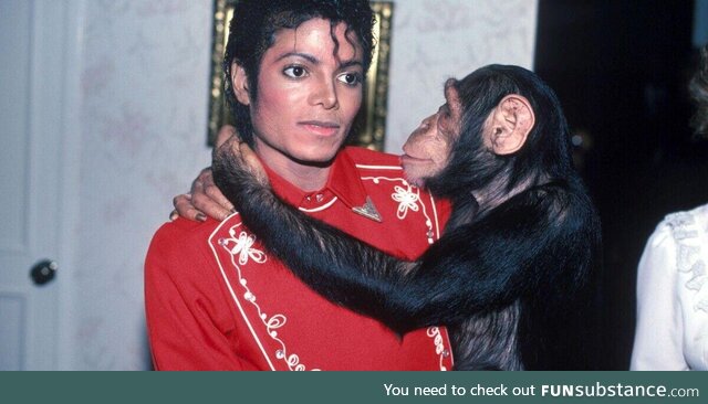 Michael Jackson with his chimpanzee Bubbles