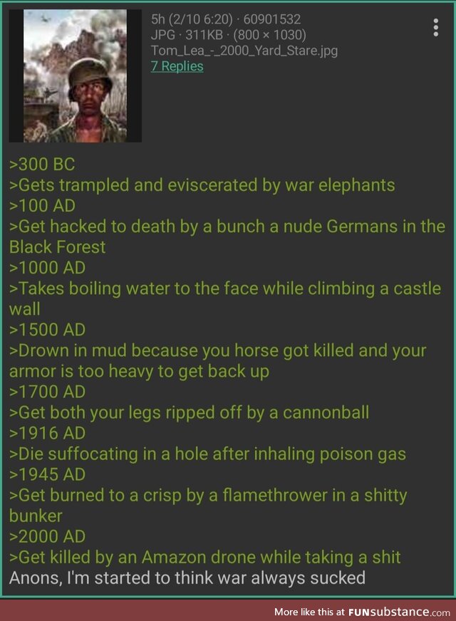 Anon ponders the evolution of war