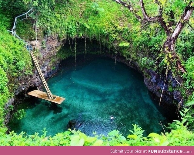 Amazing natural swimming pool in samoa island
