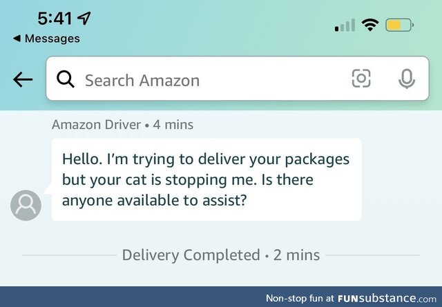 Received an alert from Amazon about a problem the driver was having while trying to