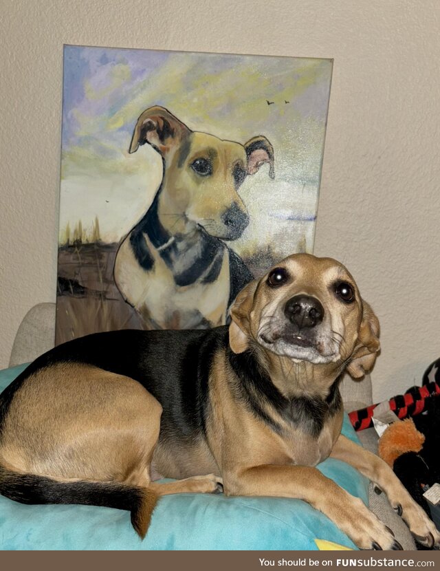 My dog with his portrait