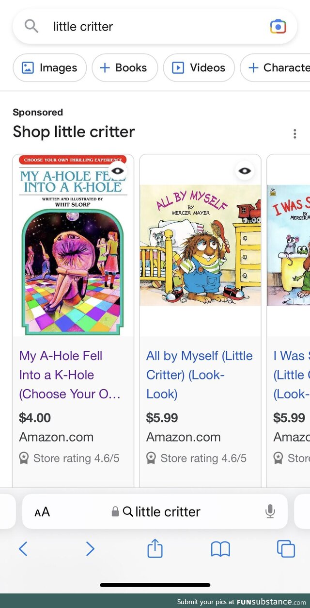 Good thing my kids don’t try to order Little Critter books on their Kindles