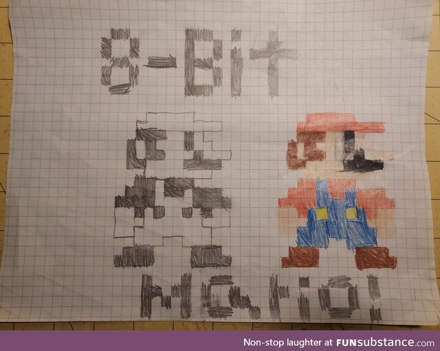 My 8-year-old son asked me to post his drawing. I remember when 8-bit was cutting edge