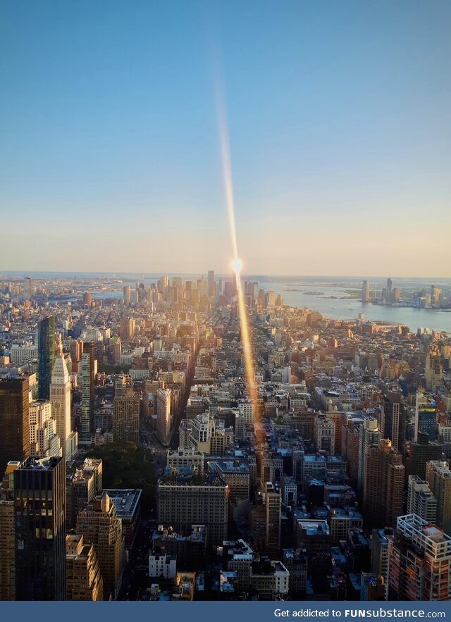 A photo taken of Tower One in New York from the empire state building