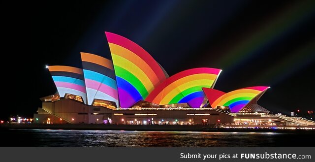 Sydney Opera House on the first night of WorldPride 2023