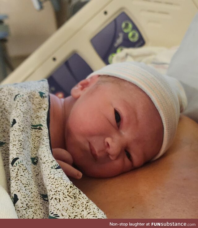 At 1 day old, my son is already tired of everyone's shit