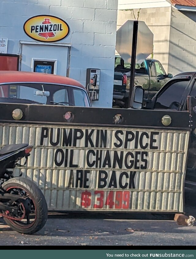 Pumpkin spice oil change