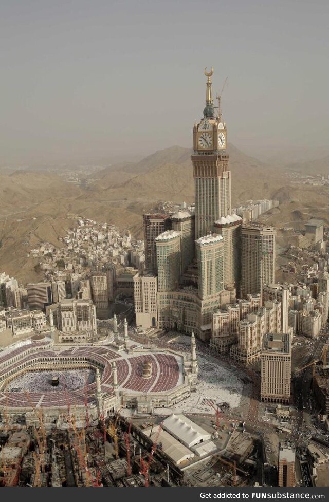 At over 600mts, this is the 3rd largest building in the world situated in Mecca