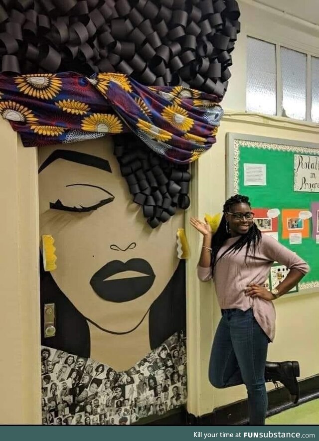 A teacher’s Black History Month door decoration