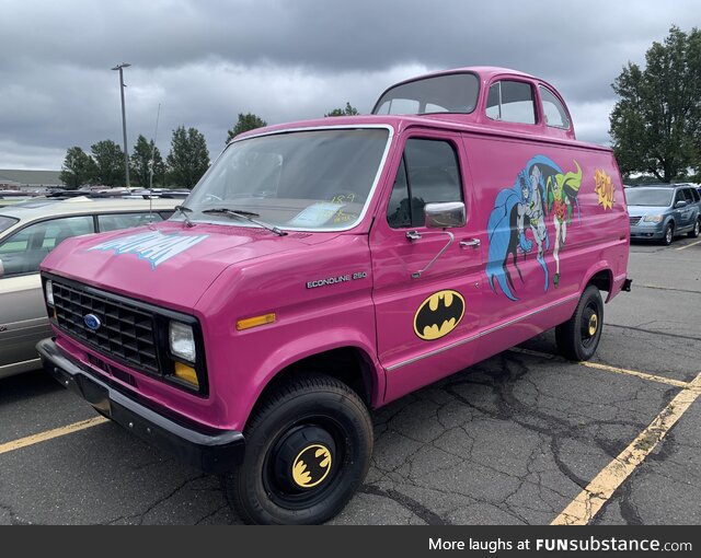 This Batman van has a Volkswagen Beetle top built into for some reason