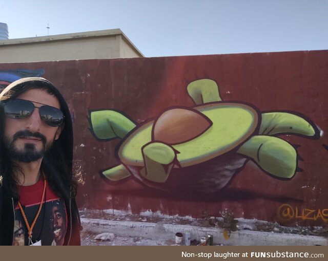 I painted an Avocado Turtle at a mini graffiti fest in Mexico City