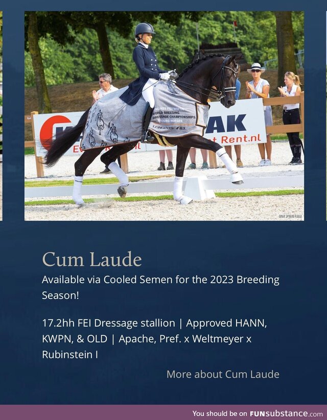 The name of this horse that sells semen