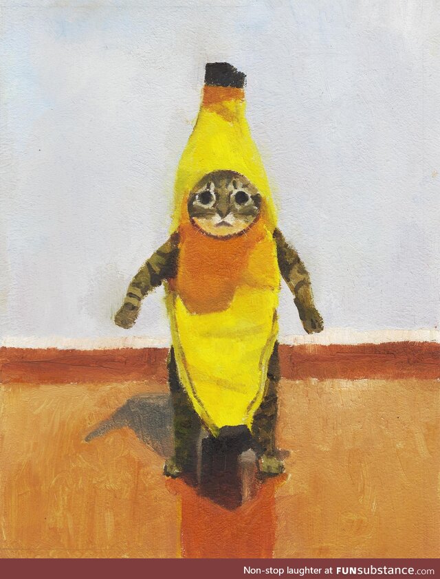 Banana cat, oil painting