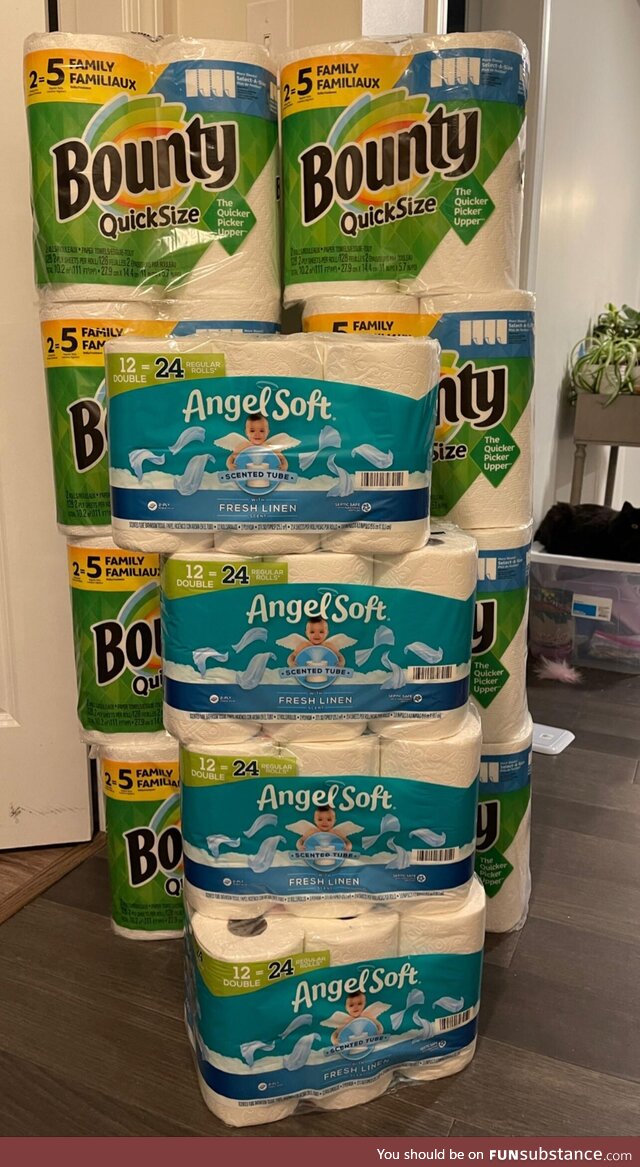 Asked my bf to order paper towels and toilet paper on Amazon. He ordered them and