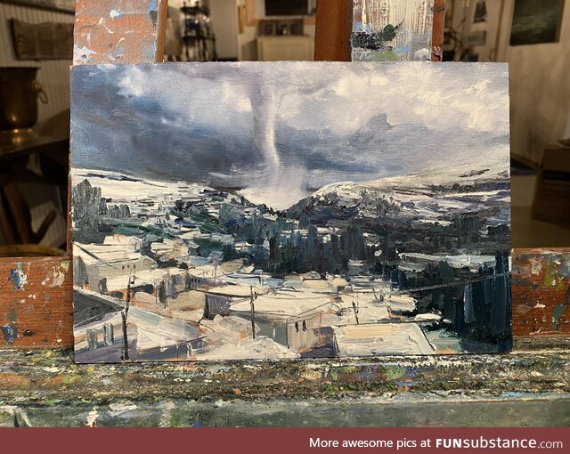 I painted today's waterspout in Greece