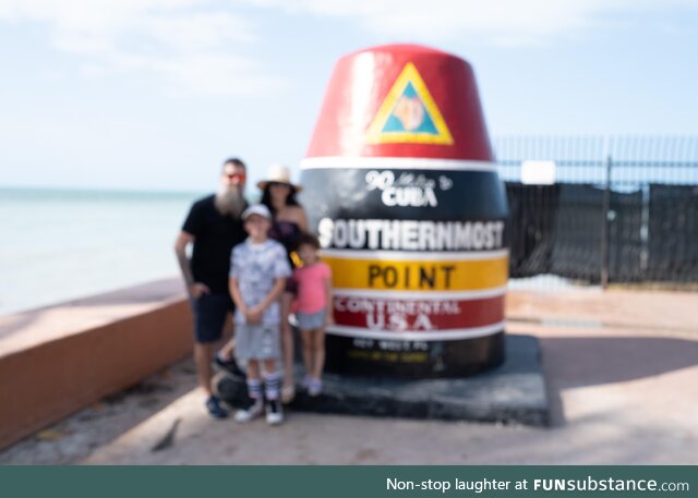 Asked the person in line behind us to take our family photo with our good camera…