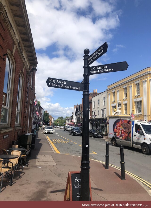 Typical signpost in a sleepy English country town