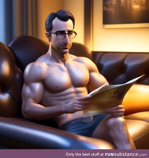 John Oliver relaxing at home after a hard day being sexy on 