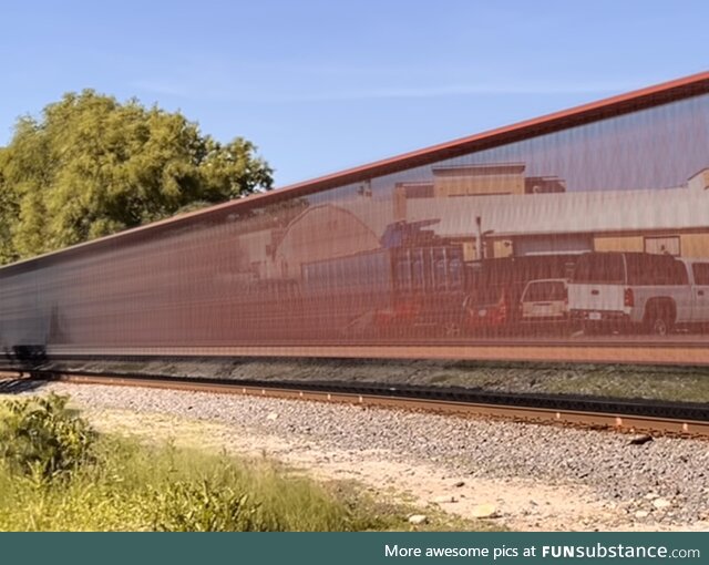 Long exposure of a passing train creates an interesting effect [OC]