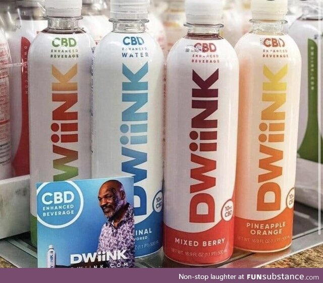 The branding Mike Tyson used for his line of CBD water