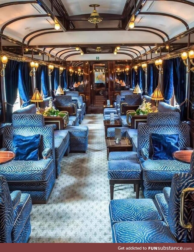 The interior of the Orient Express. This long-distance passenger train was created in