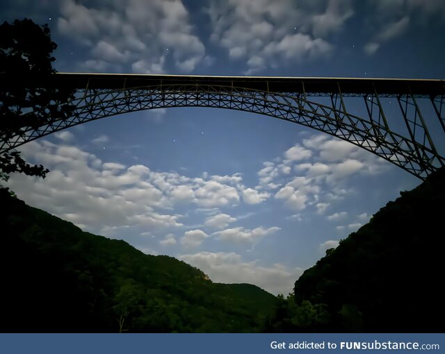 New River Gorge from below. IPhone 15 Pro Max on Night Mode