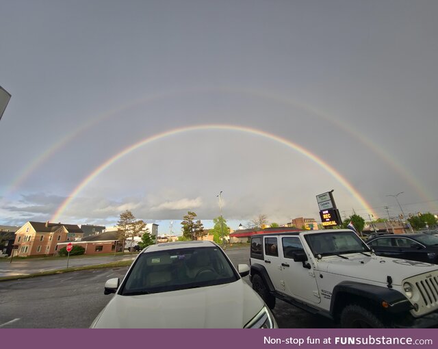 Double rainbow in Maine yesterday