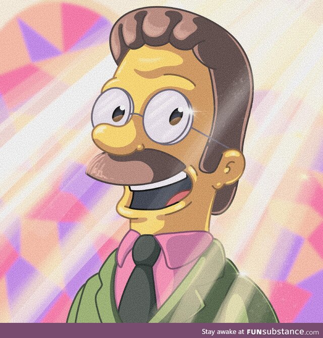 For any other character these holy rays of light would have been overkill but Flanders is