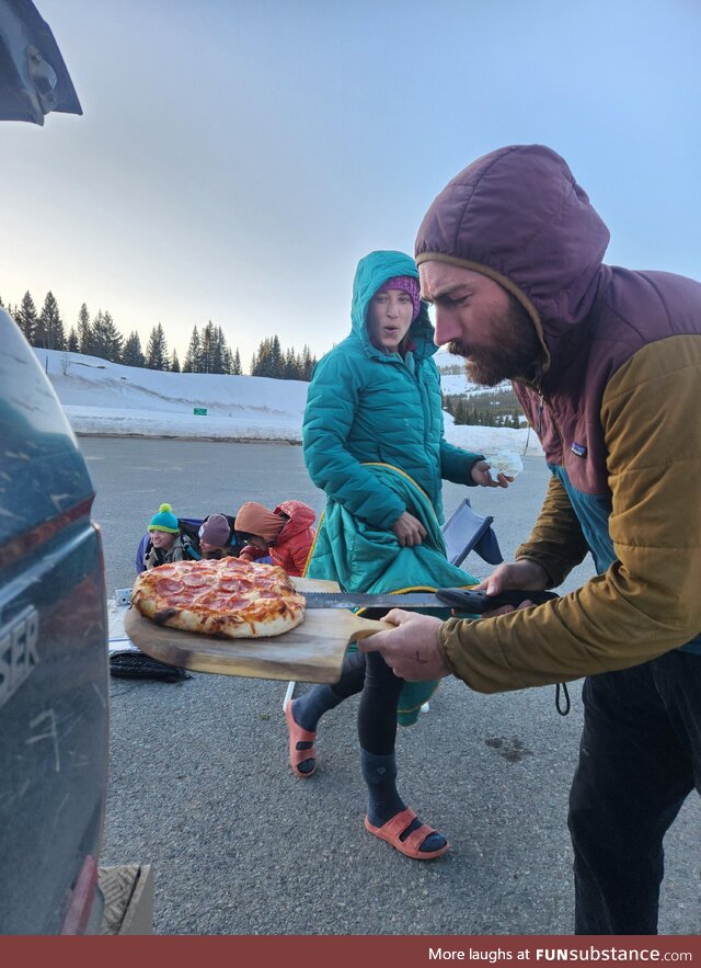 The 'ppeal of piping hot parking lot pepperoni pizza