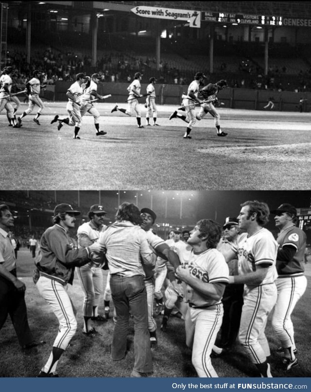 Ten Cent Beer Night at Cleveland Indians stadium on June 4, 1974