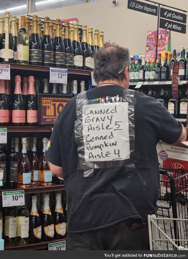 Gotta love the practicality. (Hilarious, genius solution by busy grocery worker on