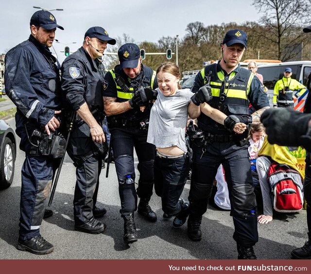 Greta Thunberg getting arrested in the Netherlands