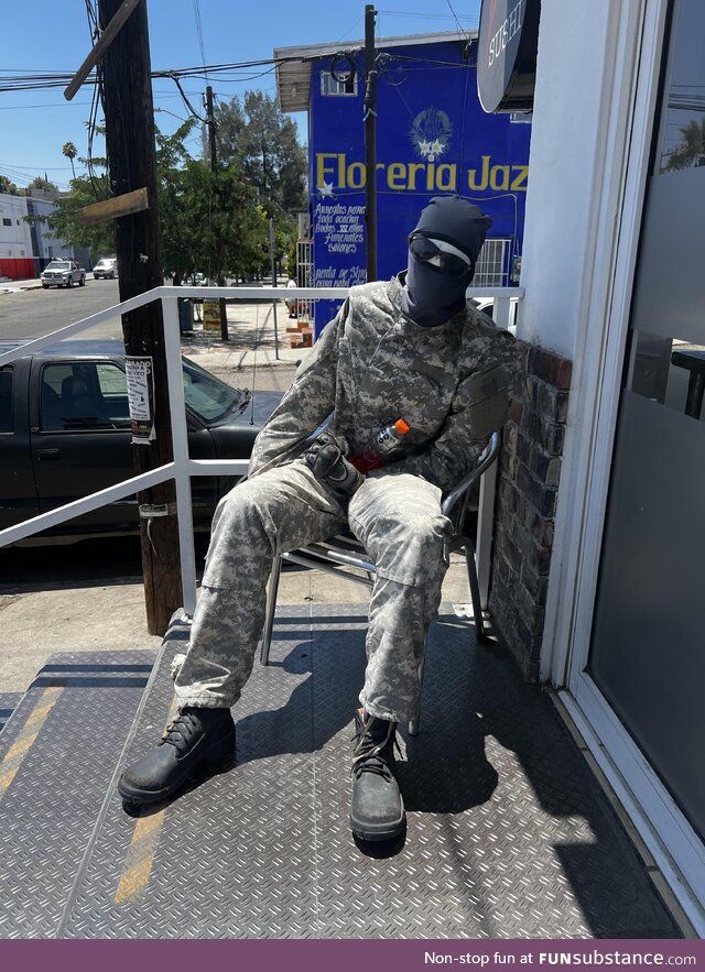 Fake security guard at a Mexican restaurant in Tecate, Mexico