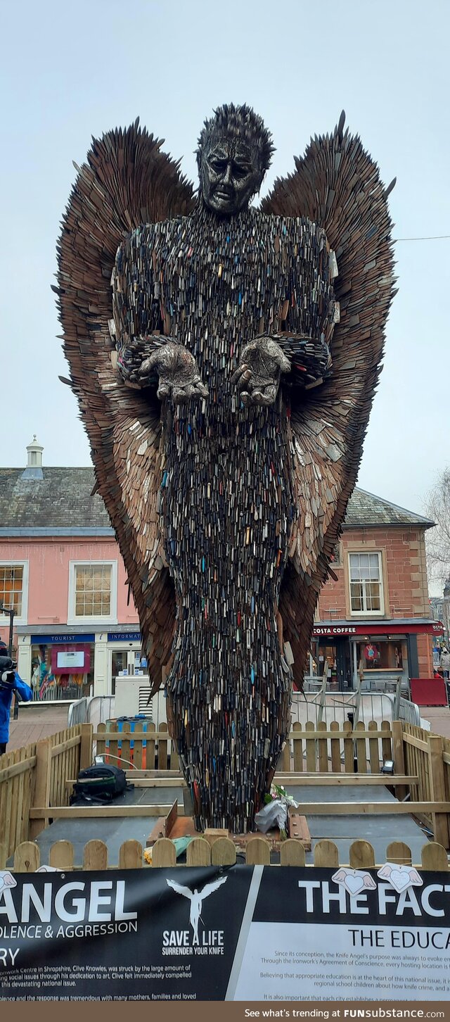 Statue in my home town made of 100,000 knives removed from uk streets