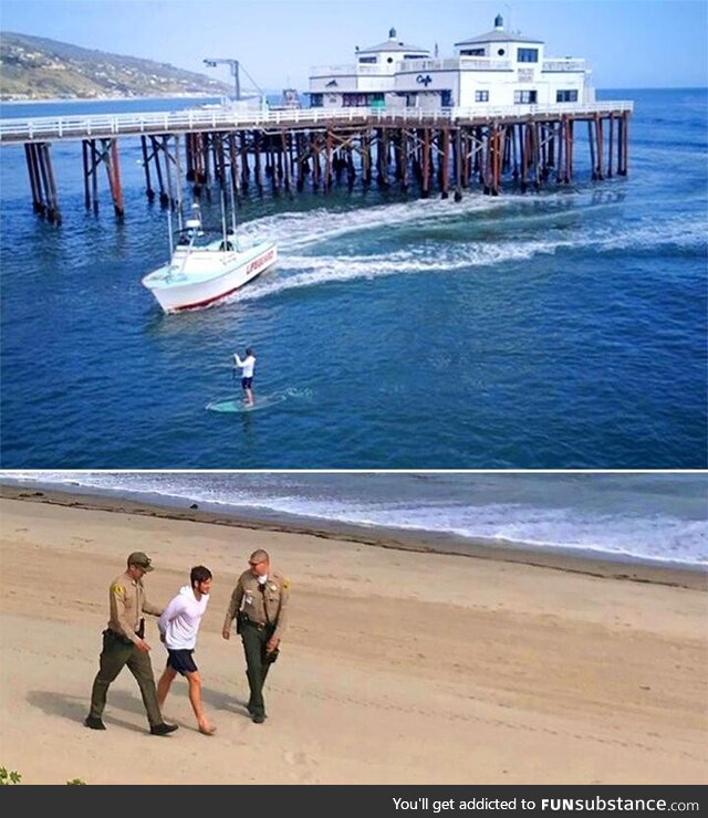 Coast Guard and police apprehend a paddle-boarder for ignoring lockdown... April, 2020