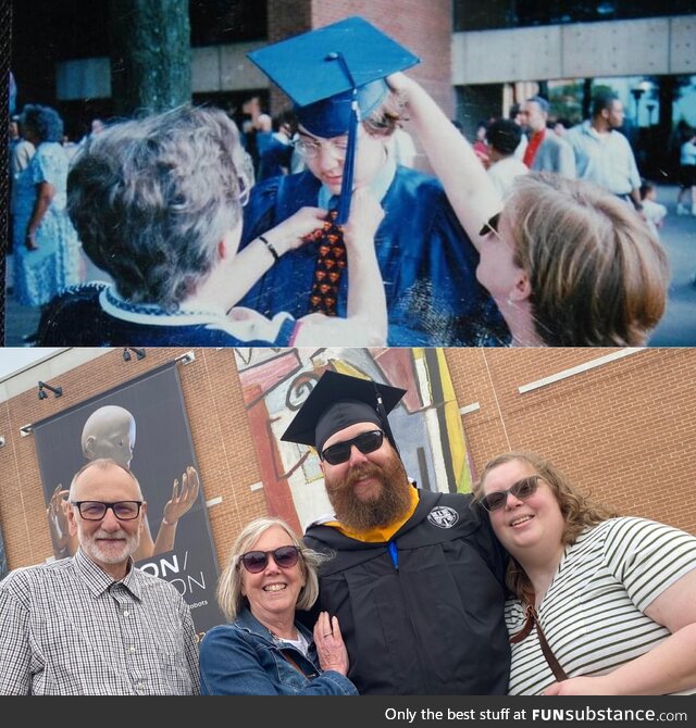 [OC] two pics, 25 years apart. I graduated college today