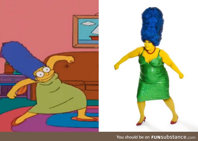 Lizzo dressed as Marge for Halloween