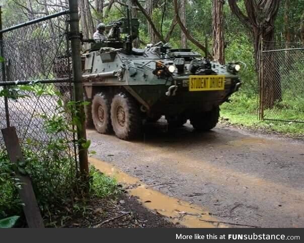 Student Driver operating Stryker in 2005