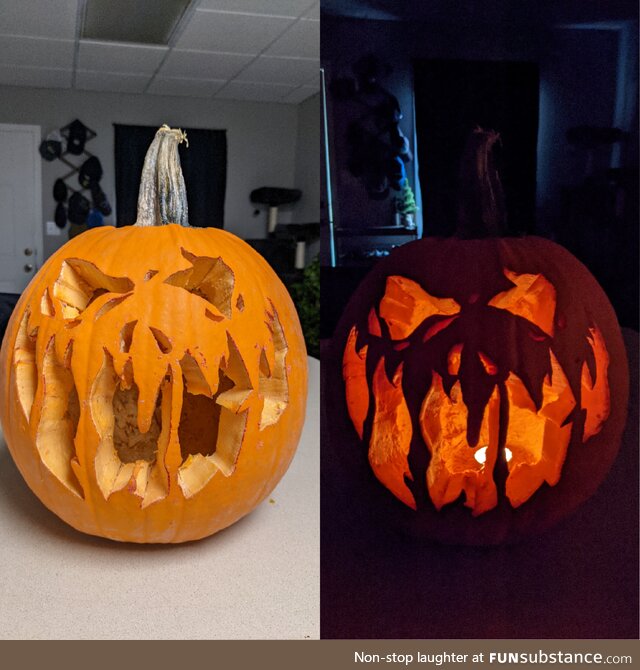 Third time ever carving a pumpkin in my entire life (33yo) and was ambitious. Very happy