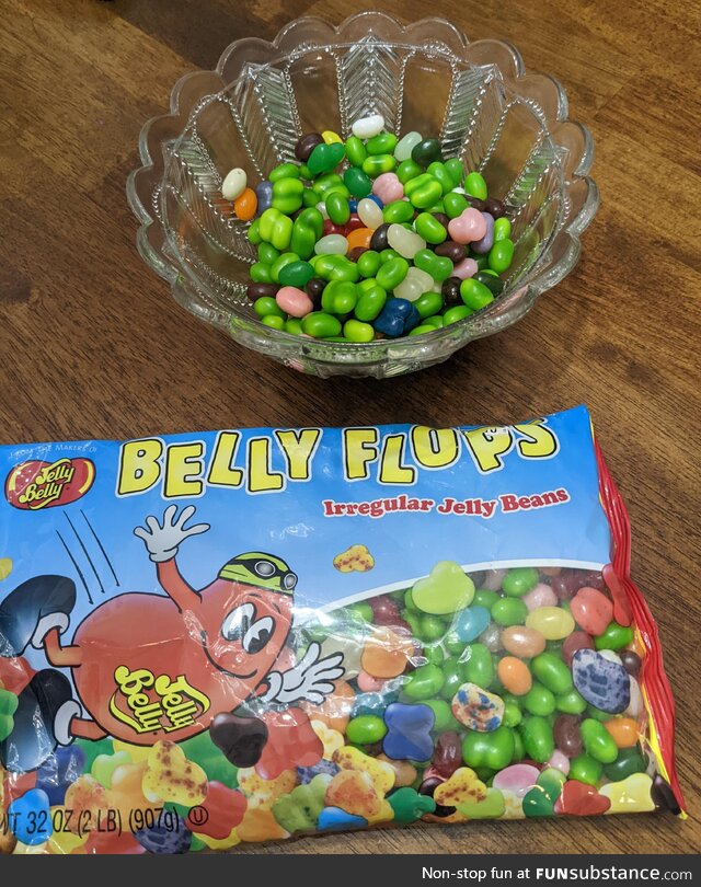 Must have been a bad day on the Jelly Belly lime line. Belly Flops bag is about 70% lime